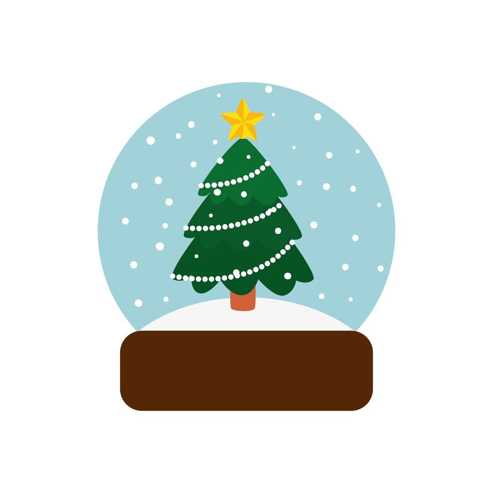 pino, navidad, en, bola de cristal, aislado, icono vector