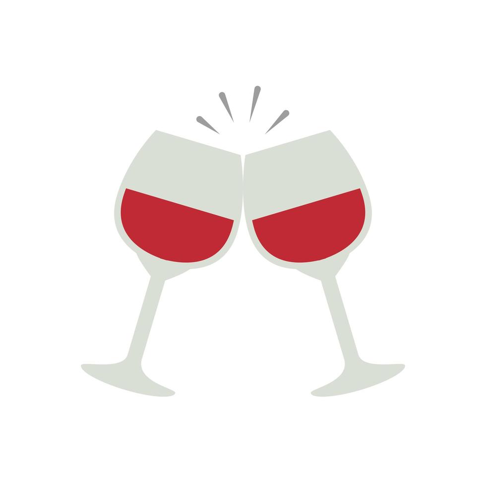 Copas de vidrio con vino icono aislado vector