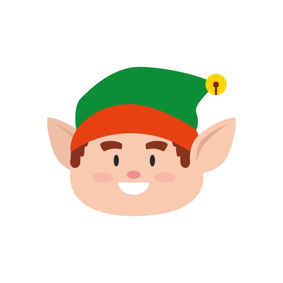 elfo de navidad con sombrero icono aislado vector