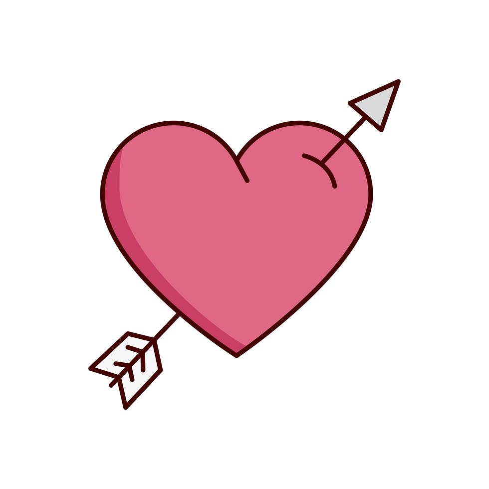 día de san valentín corazón con flecha icono aislado vector