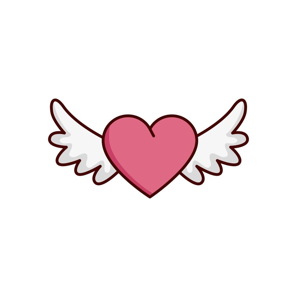 valentines day heart with wings isolated icon vector