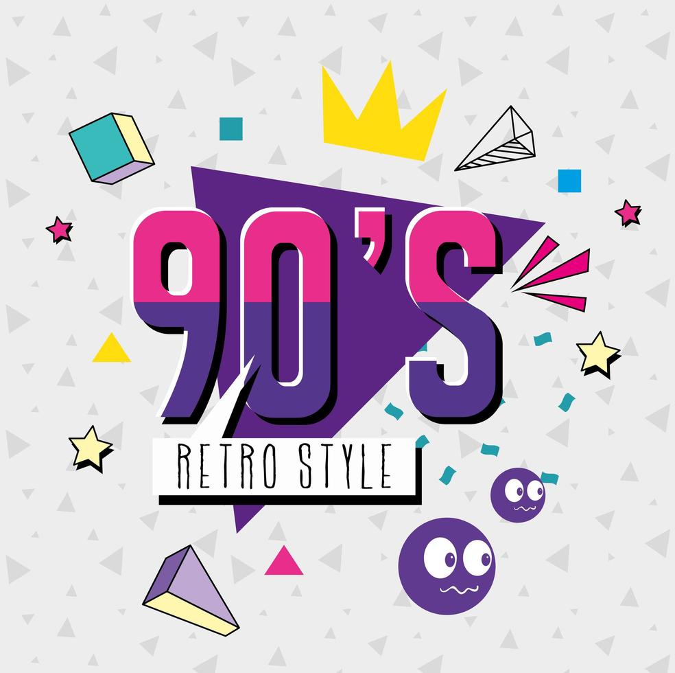 poster of nineties with crown retro style pop art vector