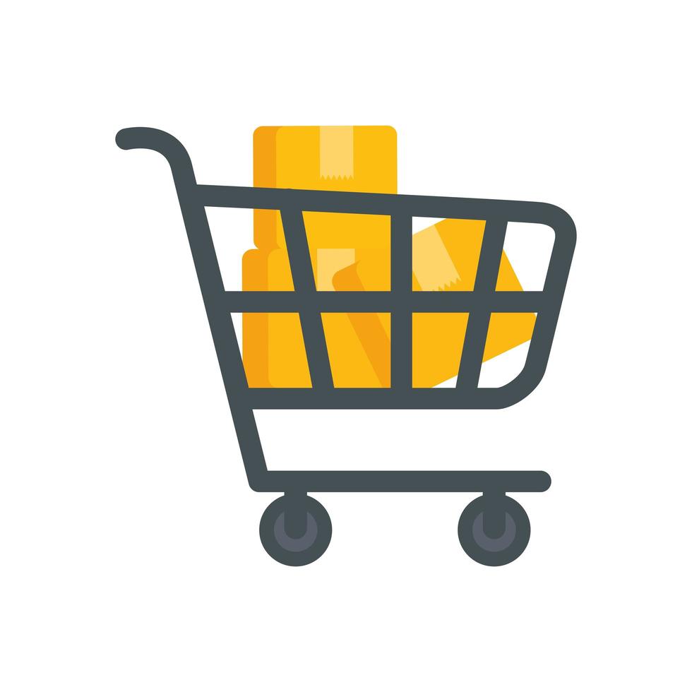 shopping cart with boxes delivery service vector