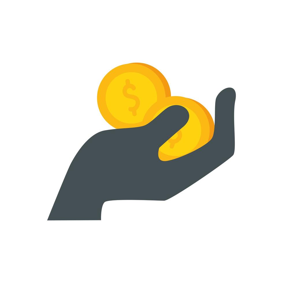 hand with coins isolated icon vector