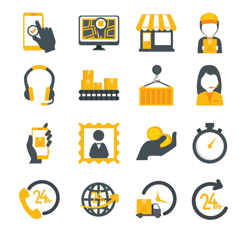 bundle of delivery service icons vector