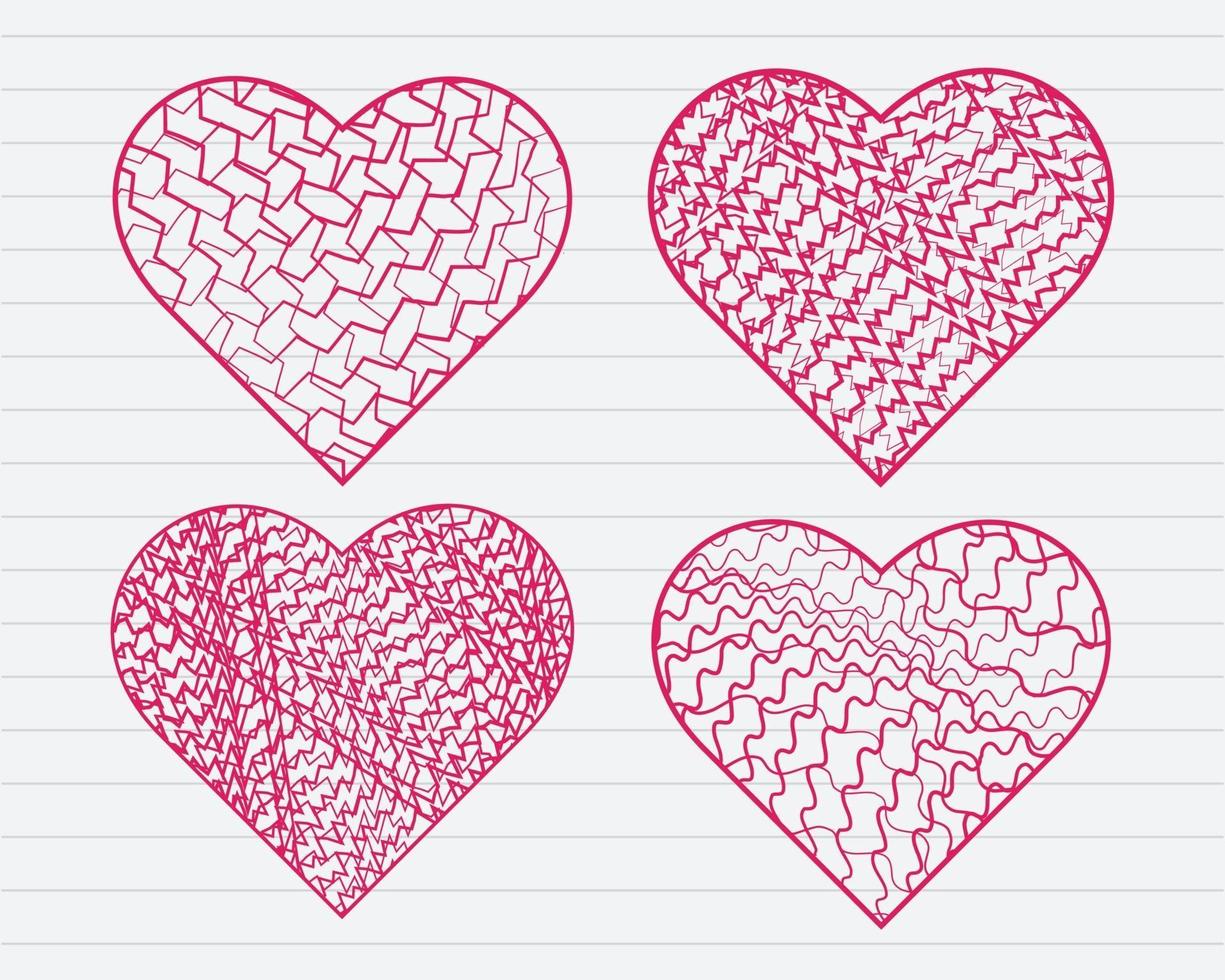 dibujado a mano doodle corazones conjunto vector libre