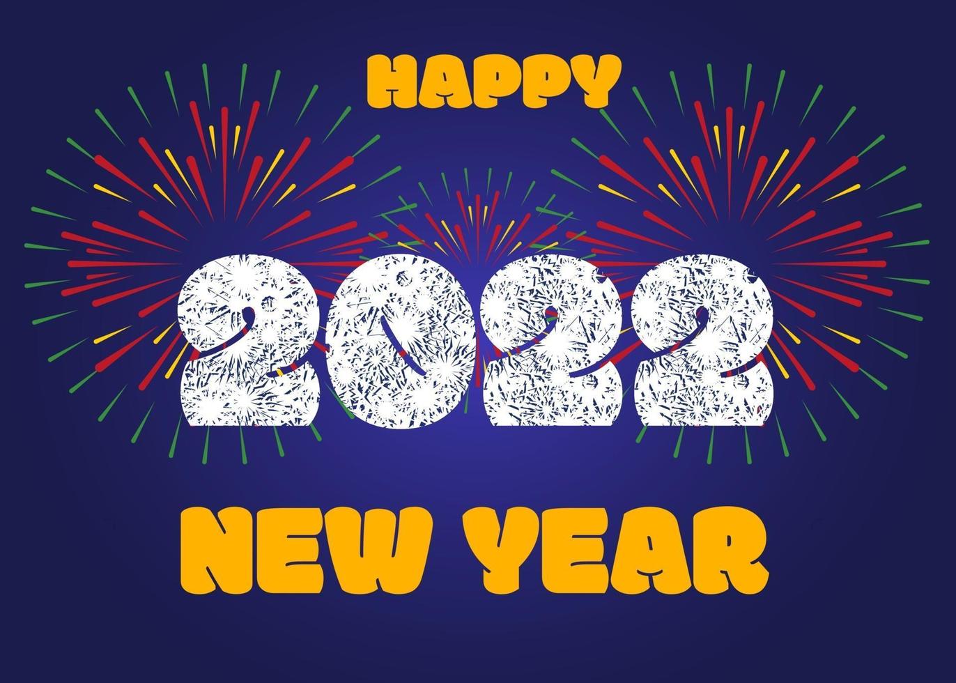 Happy New Year vector card 2022 with fireworks