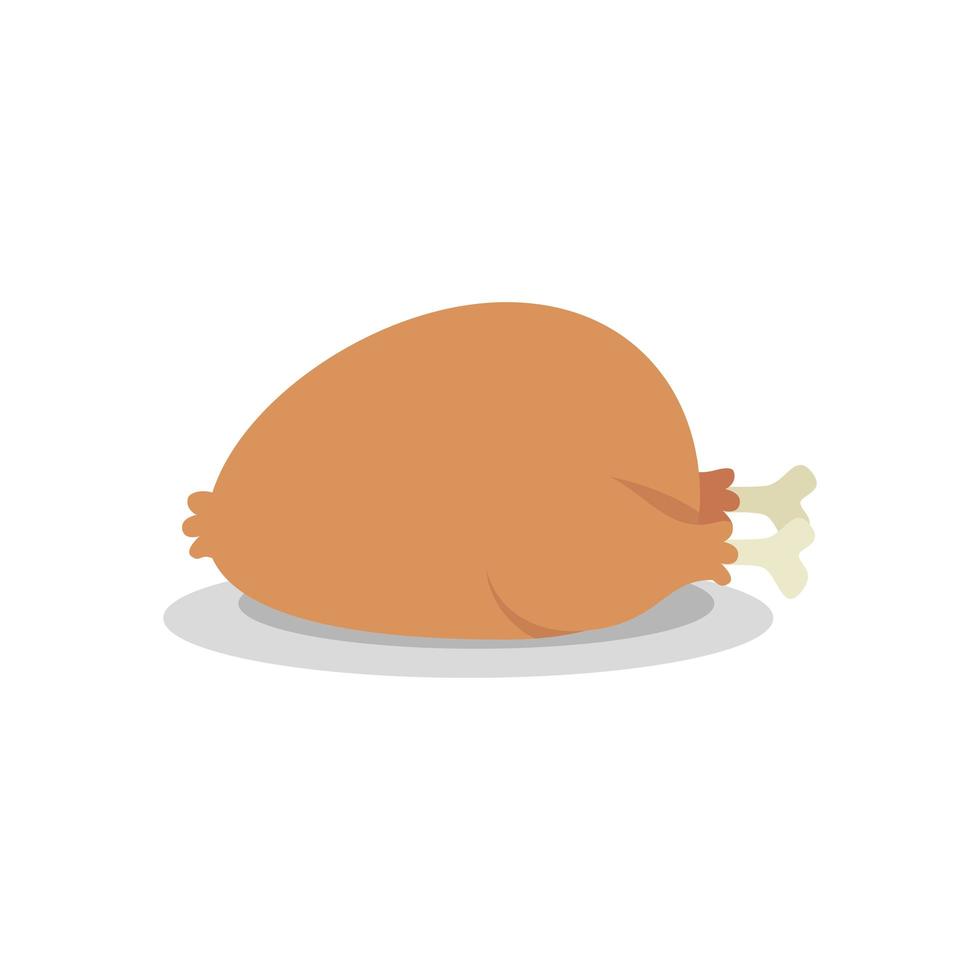 pavo, comida cocinada, aislado, icono vector