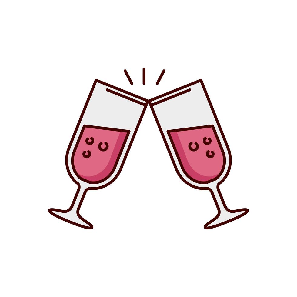 cups glass with wine isolated icon vector