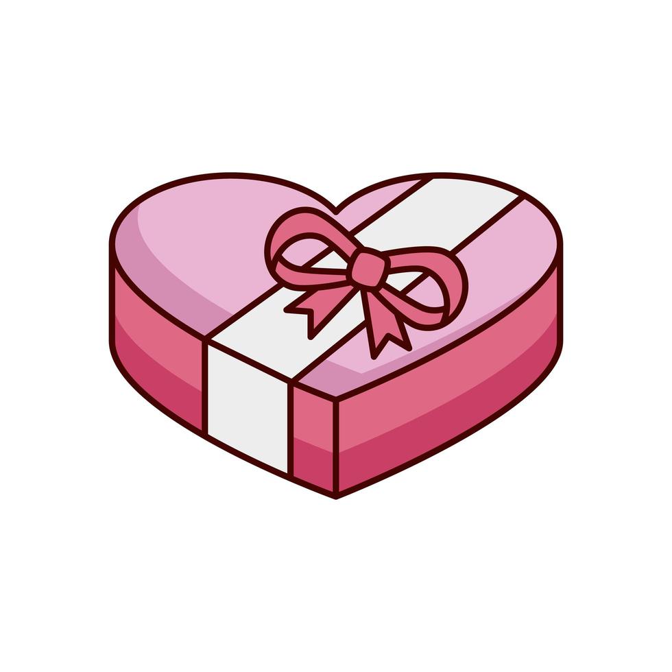 gift box present in heart shape isolated icon vector