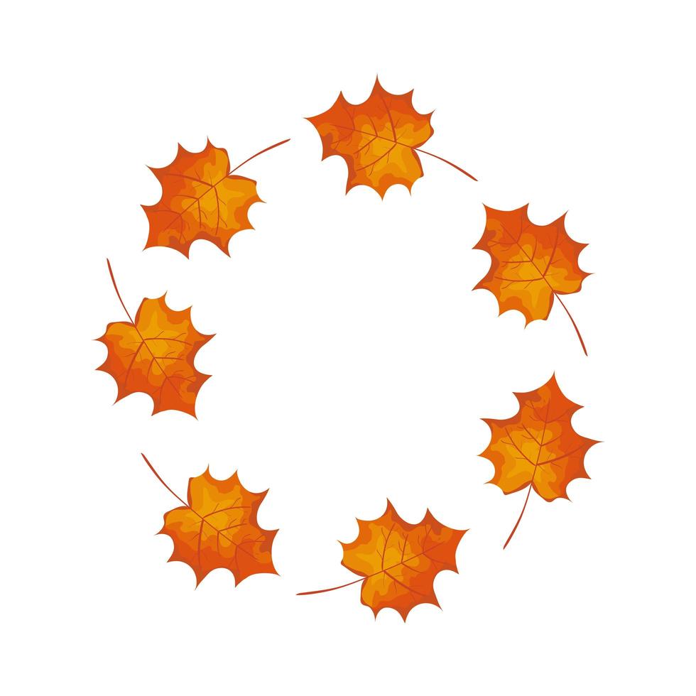 frame circular of autumn leafs vector