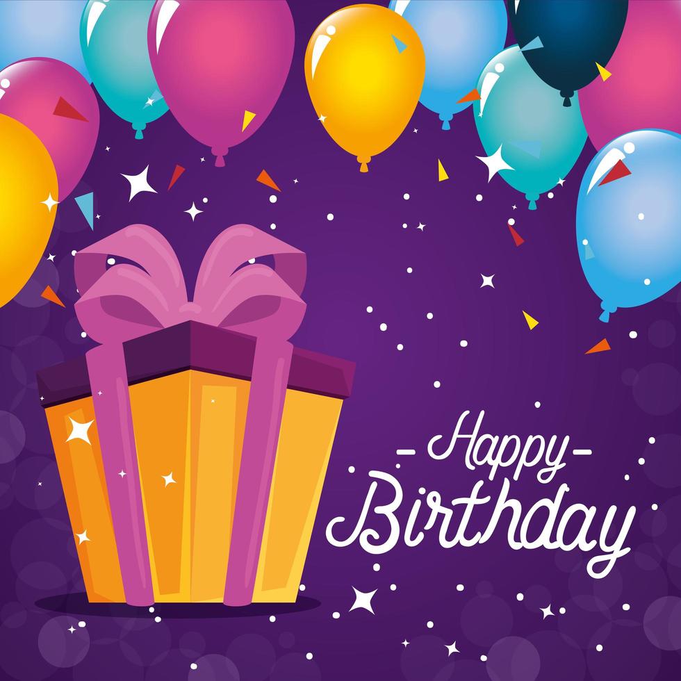 Happy Birthday gift and balloons vector design