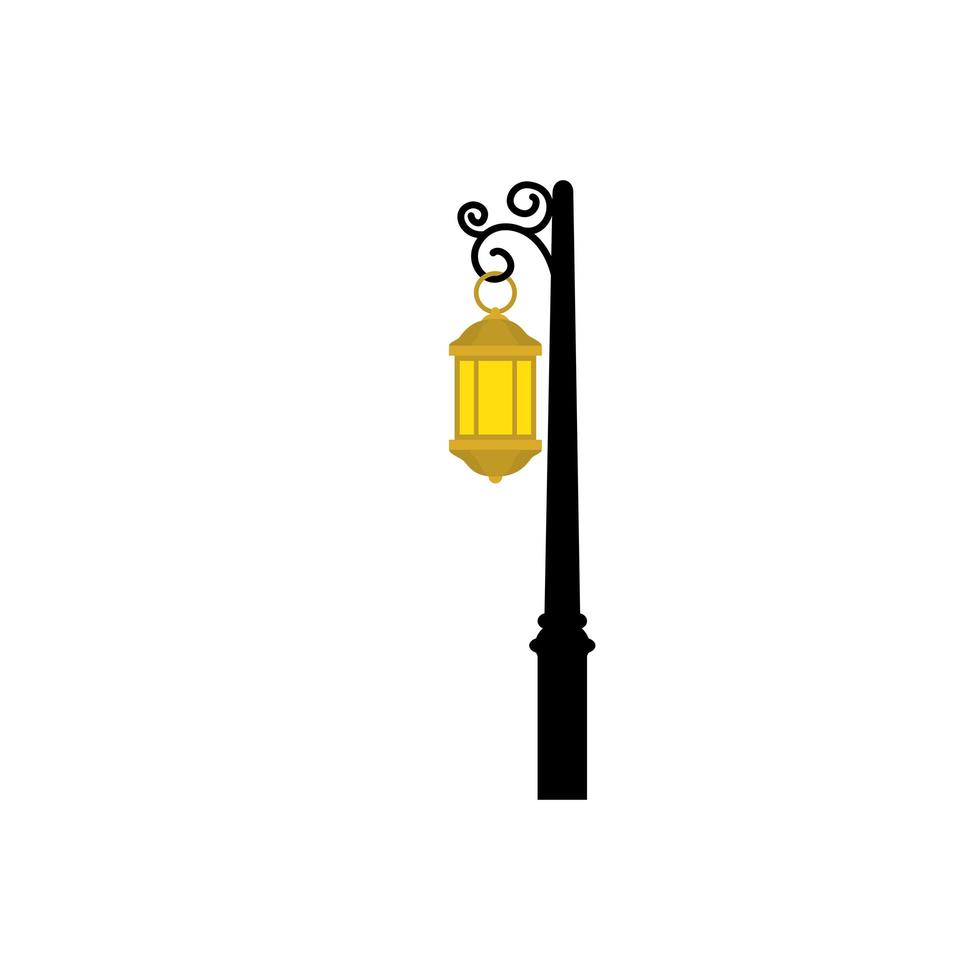 lantern light hanging in post isolated icon vector