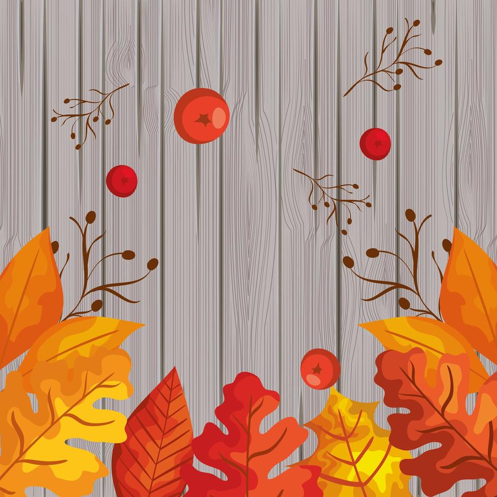 leafs and fruits autumn pattern background vector