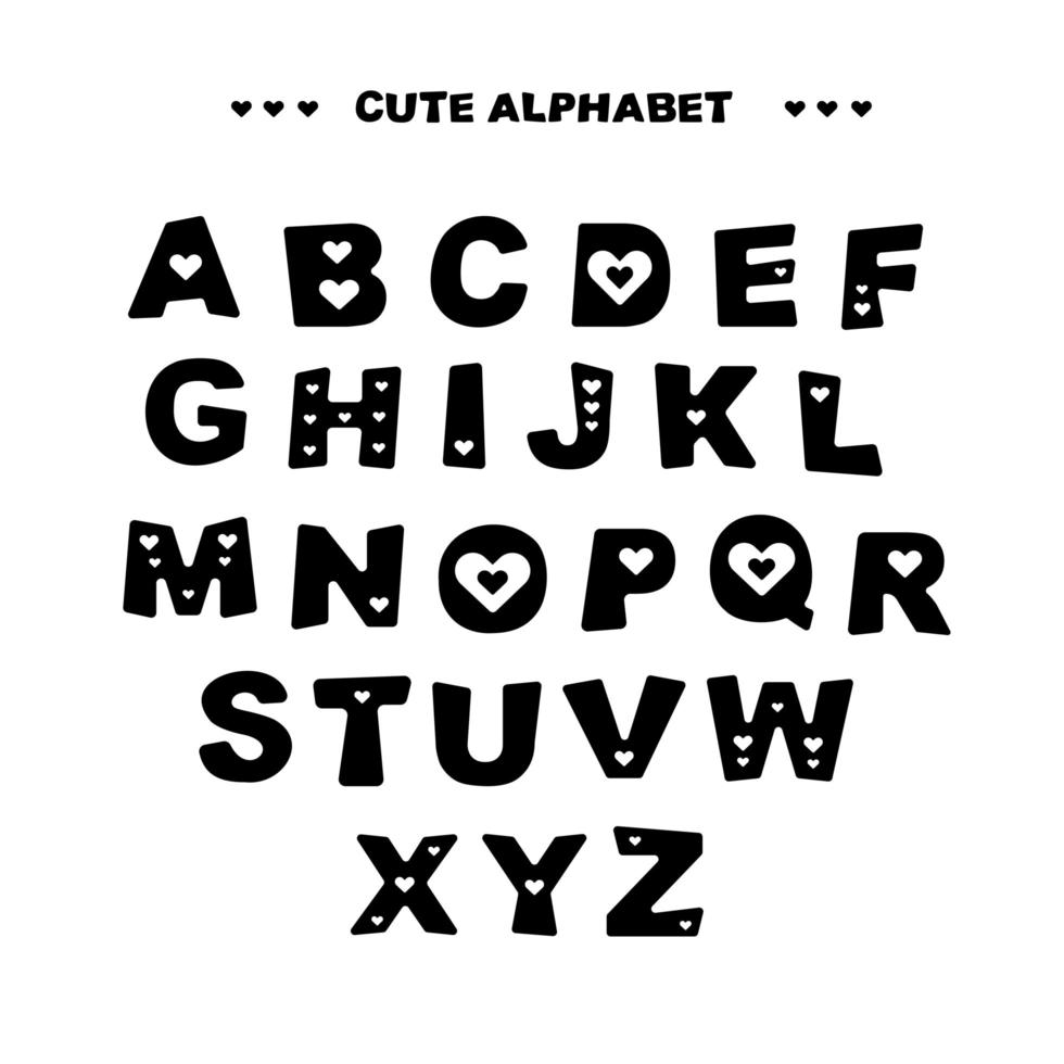lindo alfabeto para títulos con corazones vector