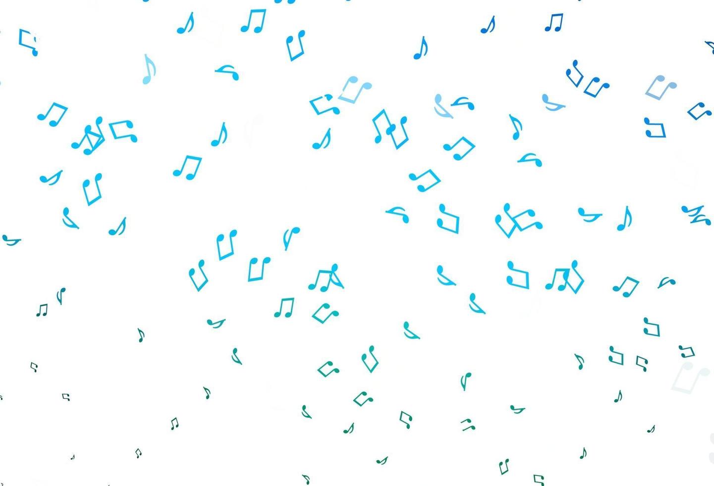 textura de vector azul claro, verde con notas musicales.