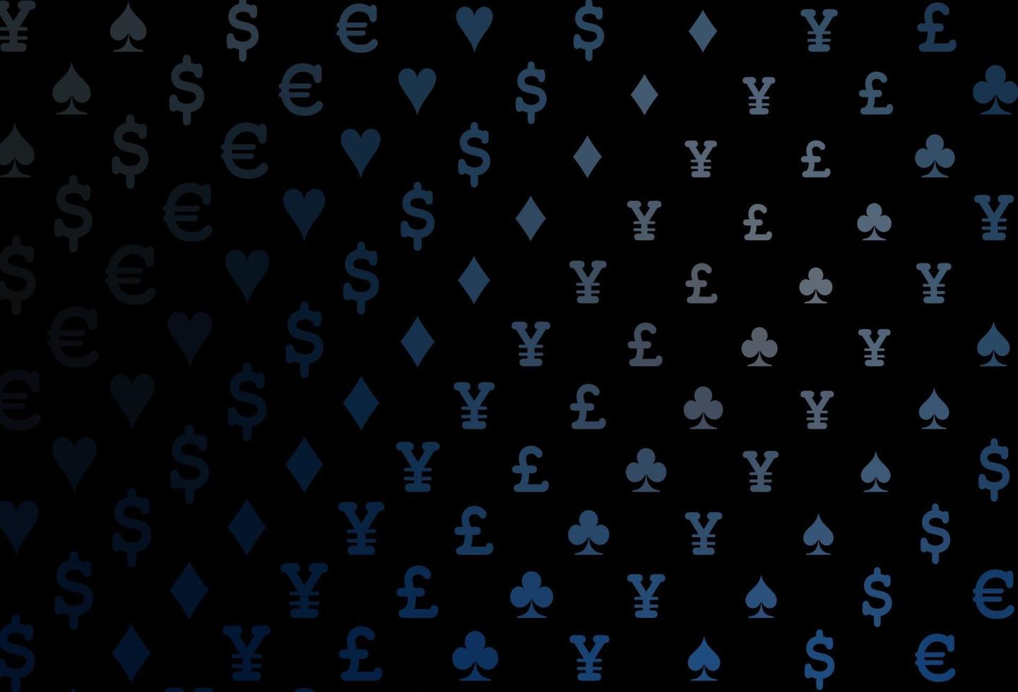 Dark blue vector template with poker symbols.