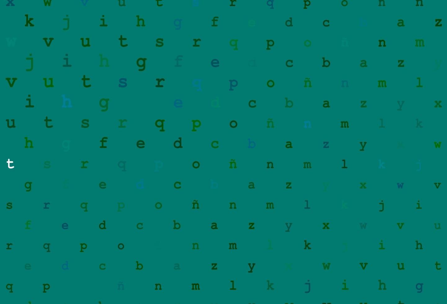 textura de vector azul oscuro, verde con caracteres abc.