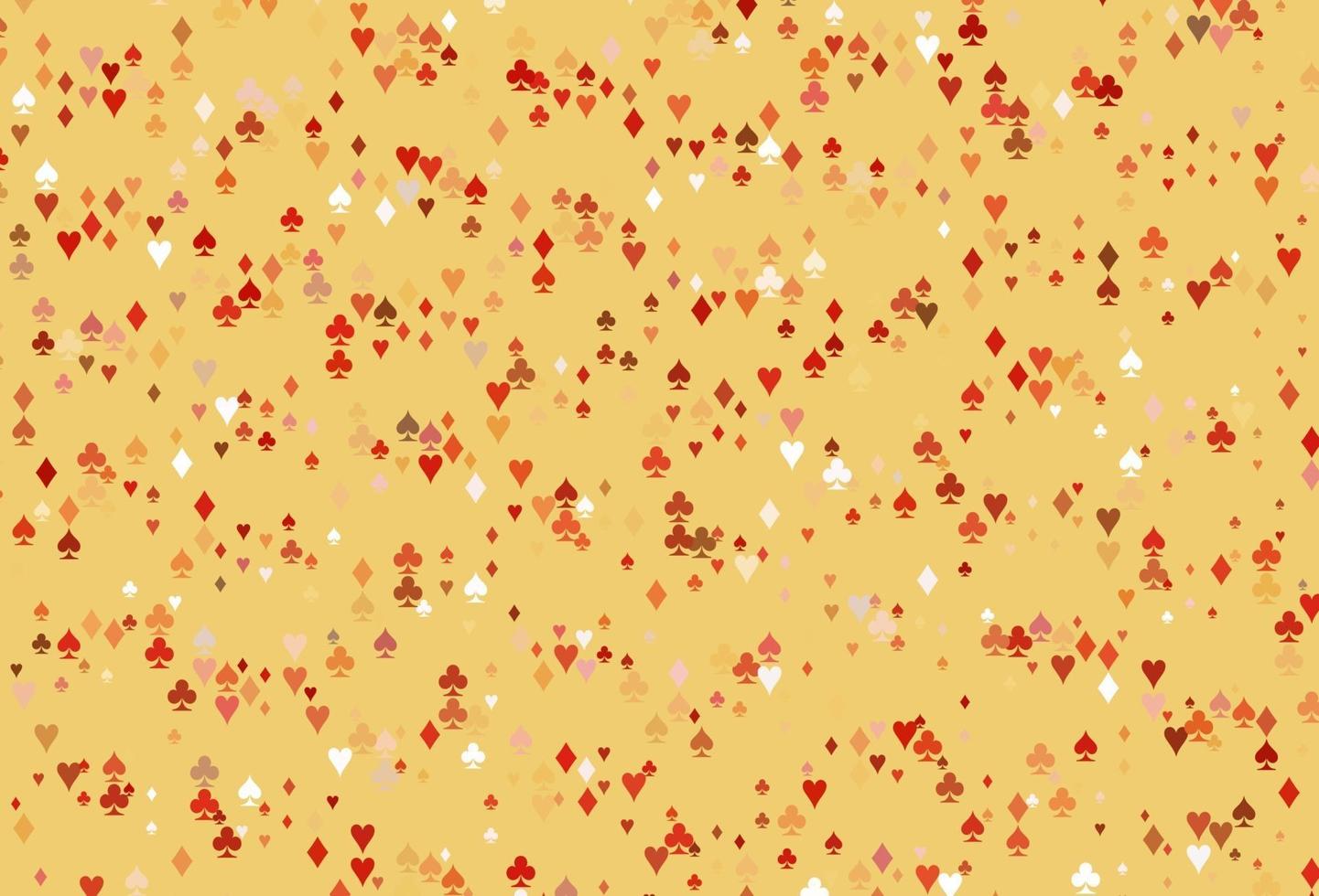 patrón de vector rojo, amarillo claro con símbolo de tarjetas.