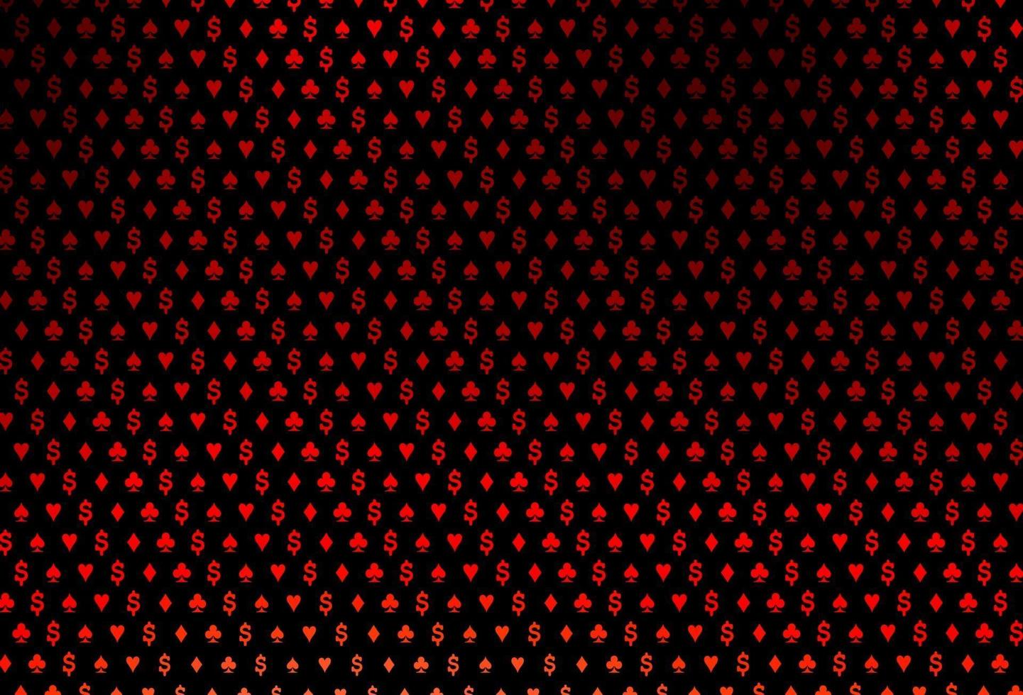 patrón de vector rojo oscuro con símbolo de tarjetas.