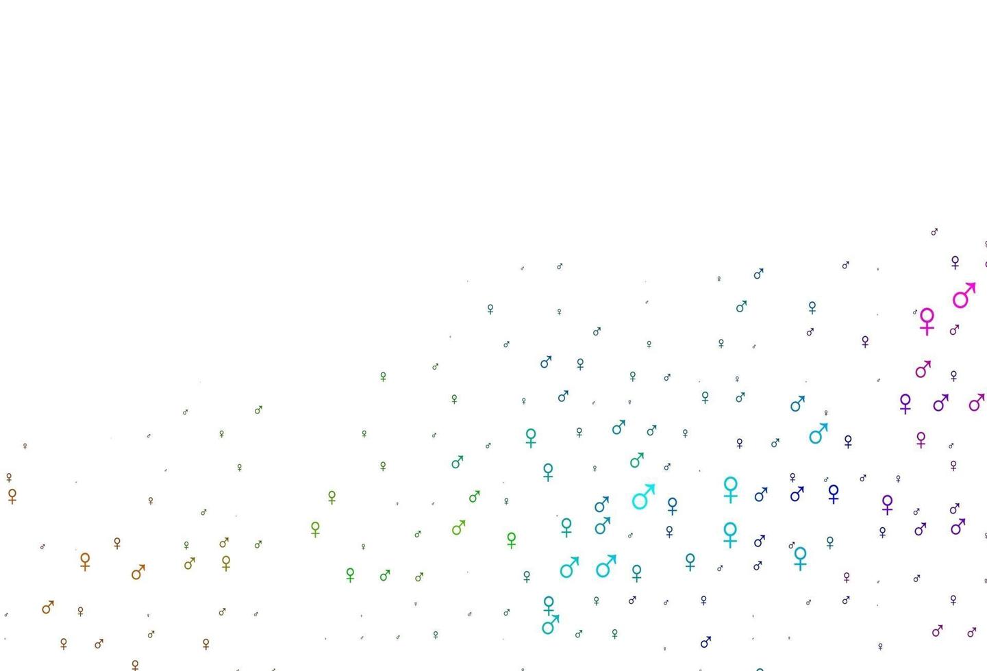 Light multicolor, rainbow vector background with gender symbols.