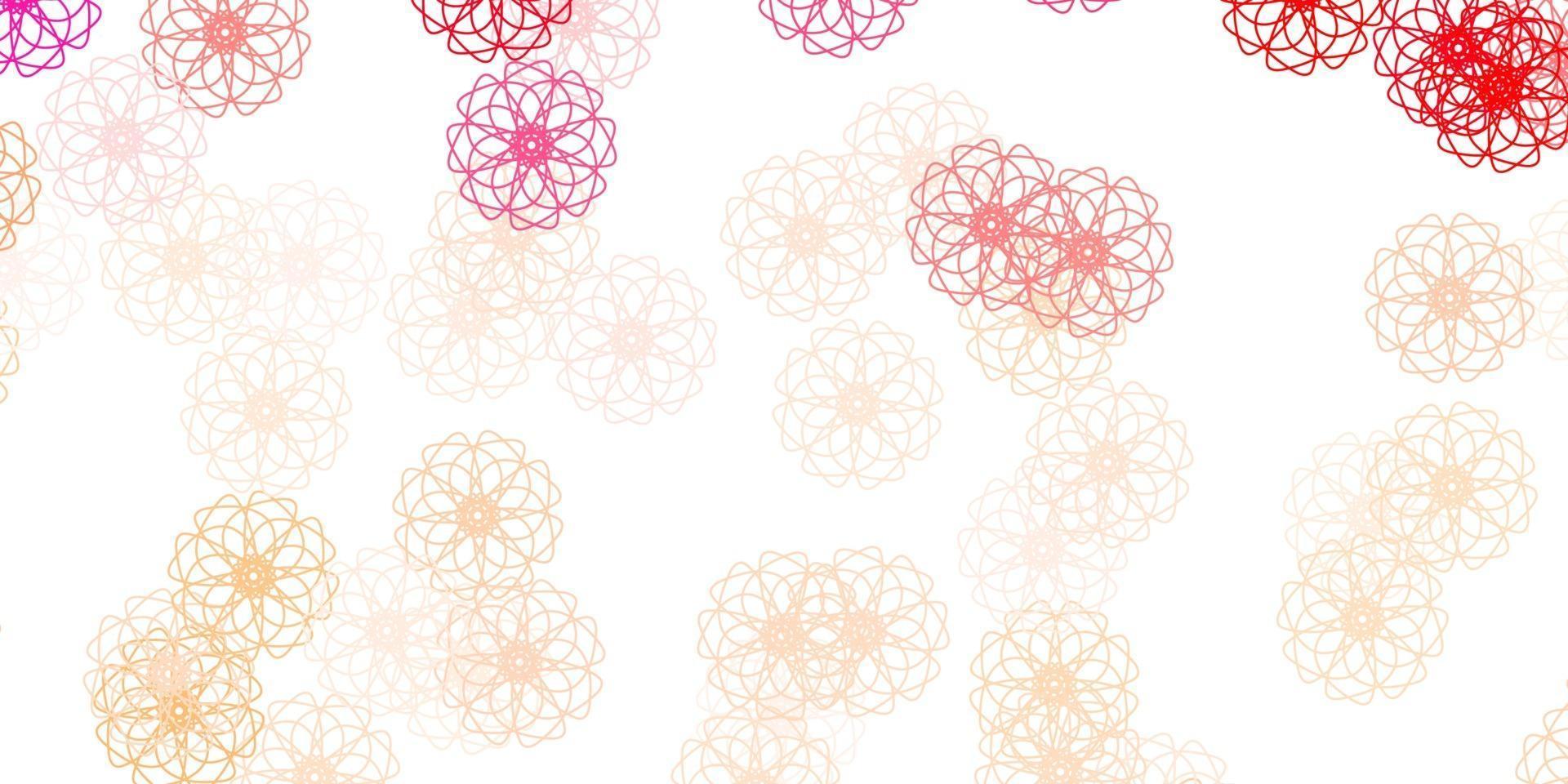 Light Red vector doodle texture with flowers.