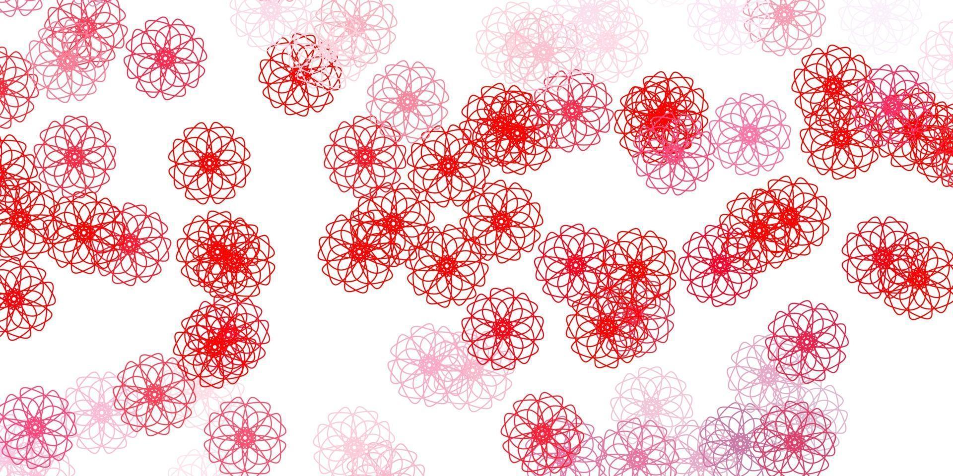 textura de doodle de vector rojo claro con flores.