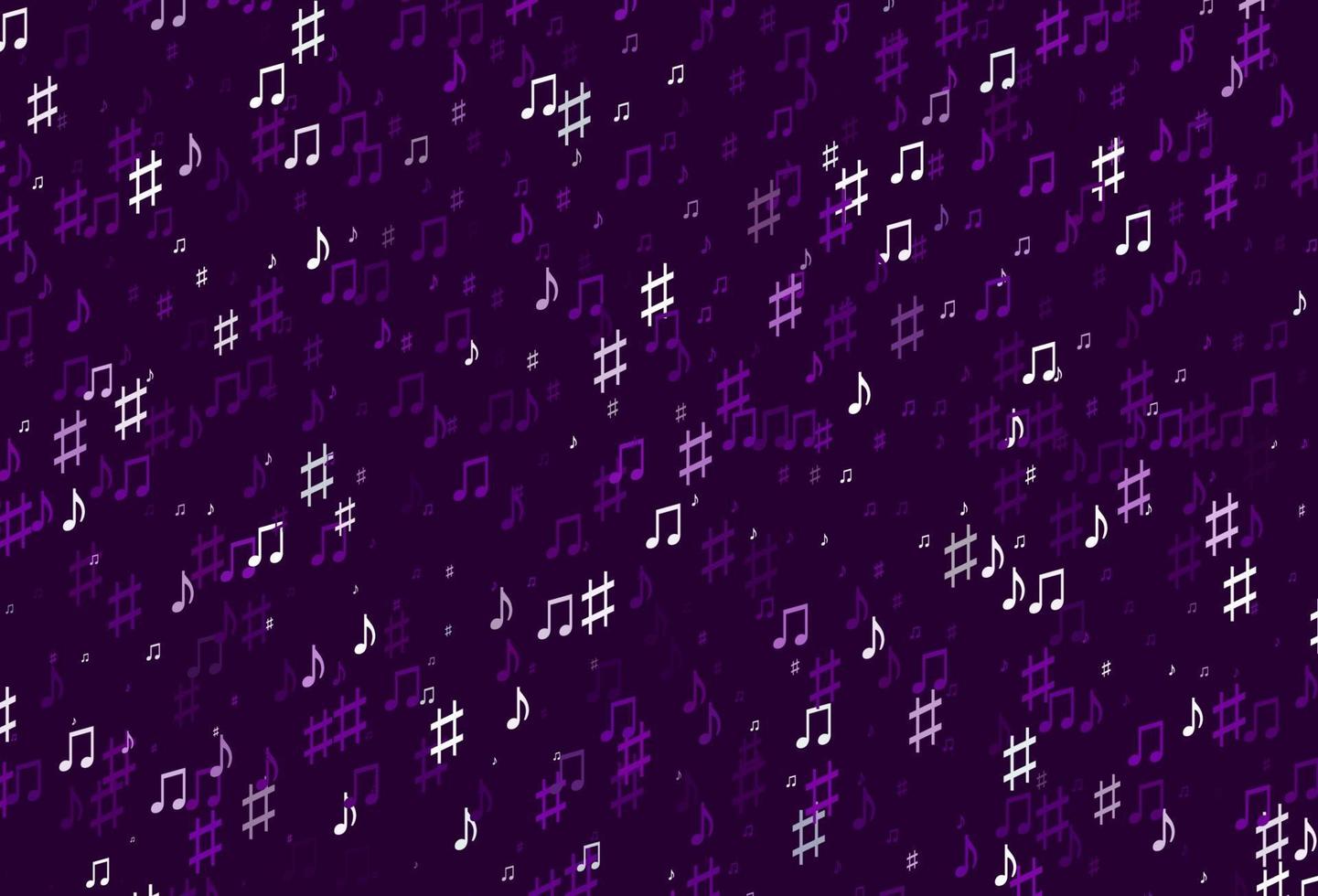 plantilla de vector de color púrpura claro con símbolos musicales.