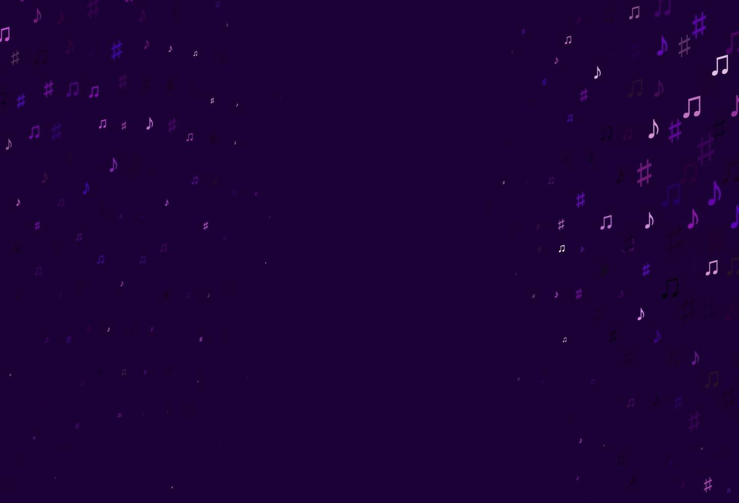 Fondo de vector violeta claro con símbolos musicales.