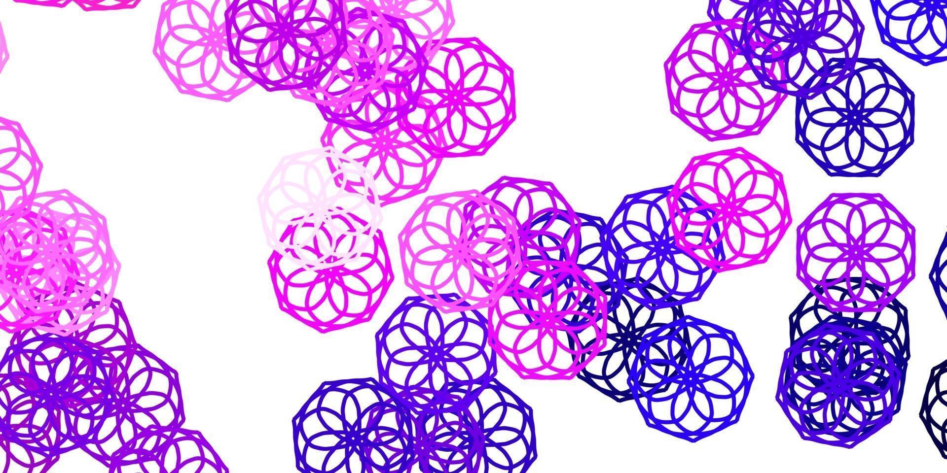 Light Purple, Pink vector doodle template with flowers.