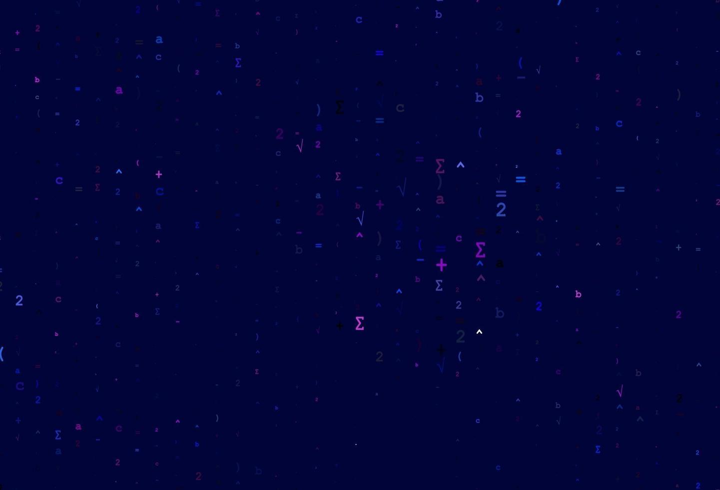 textura de vector de color rosa claro, azul con símbolos matemáticos.