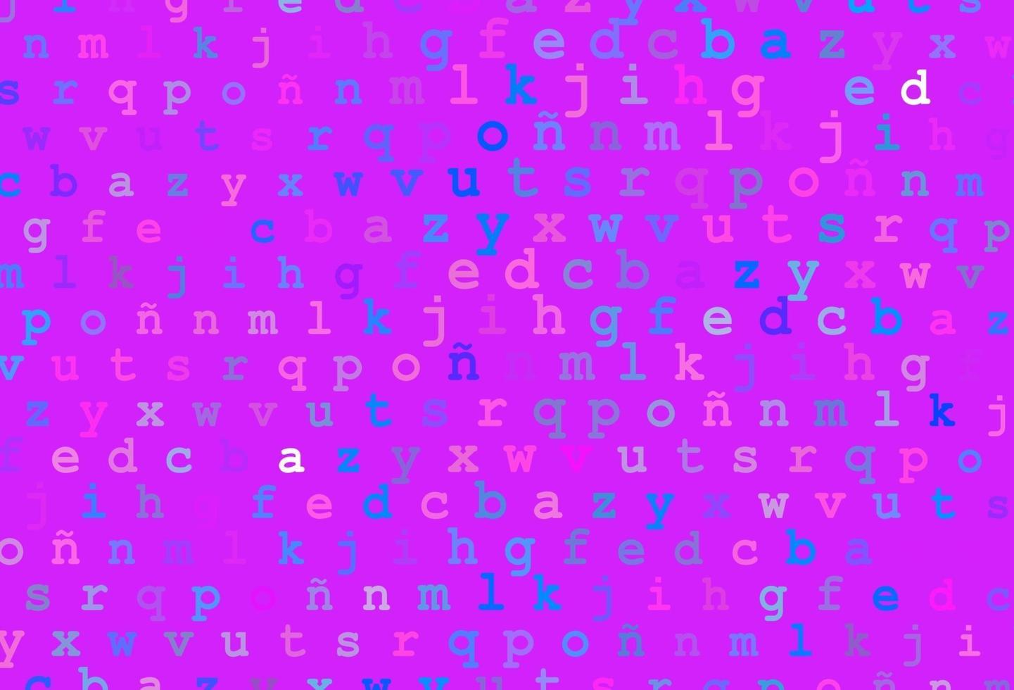 Light pink, blue vector layout with latin alphabet.