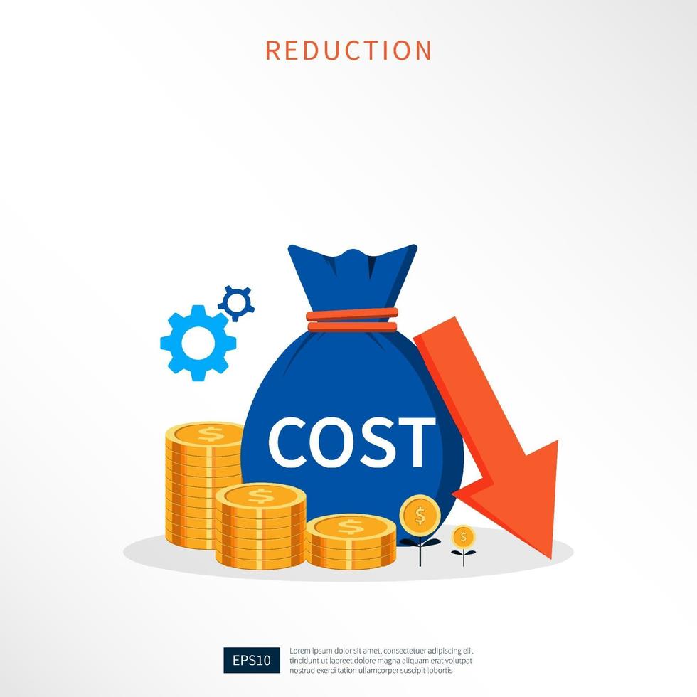 reducción de costos, reducción de costos ilustración del concepto de negocio. vector