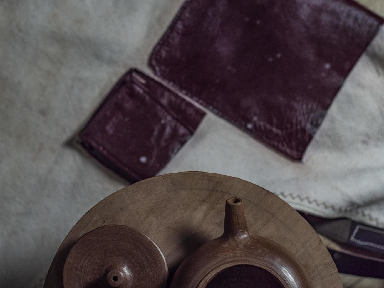 close-up handmade teapot from Yixing clay photo