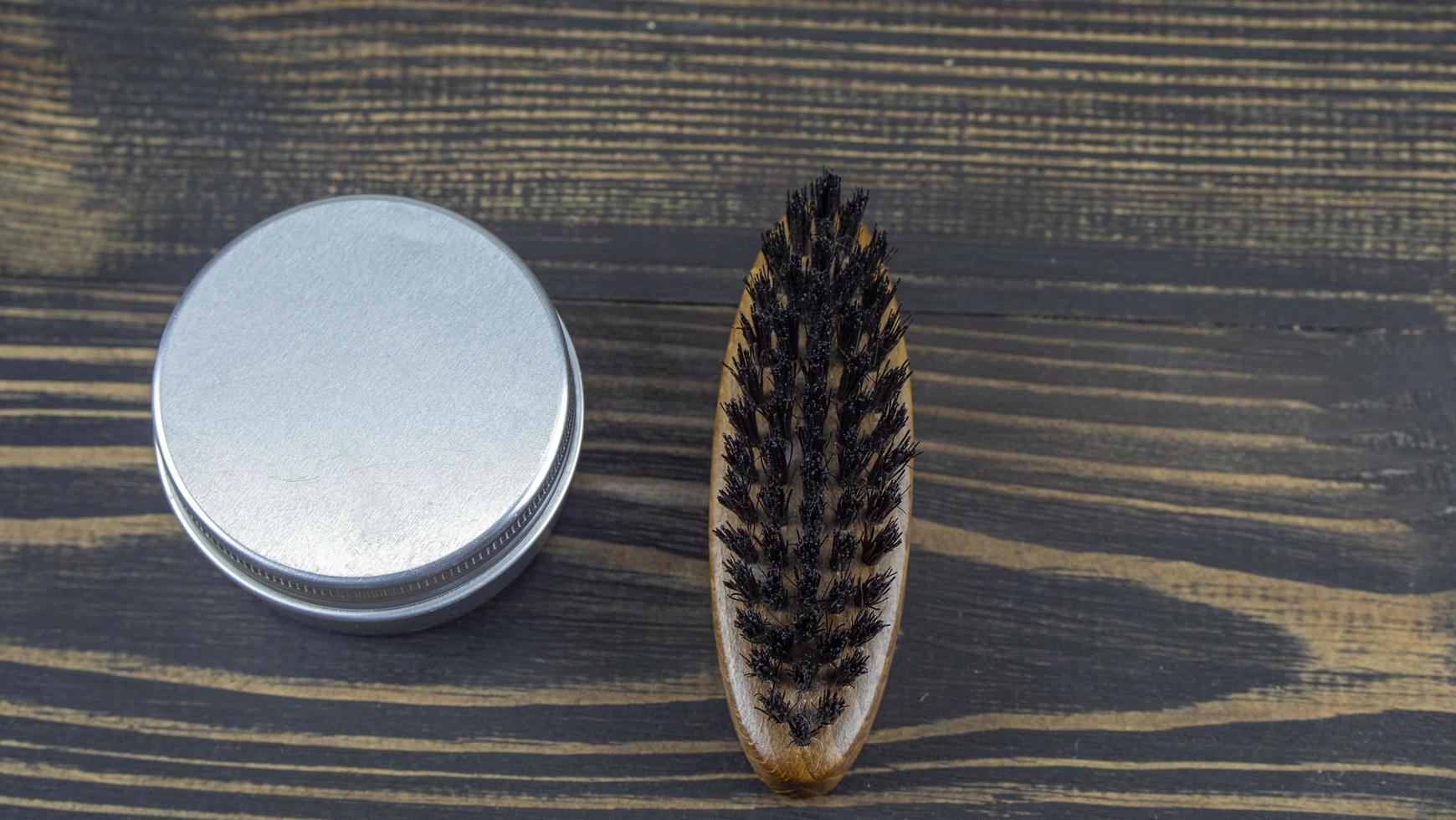 Beard Brush And Wax Jar for Beard And Mustache photo