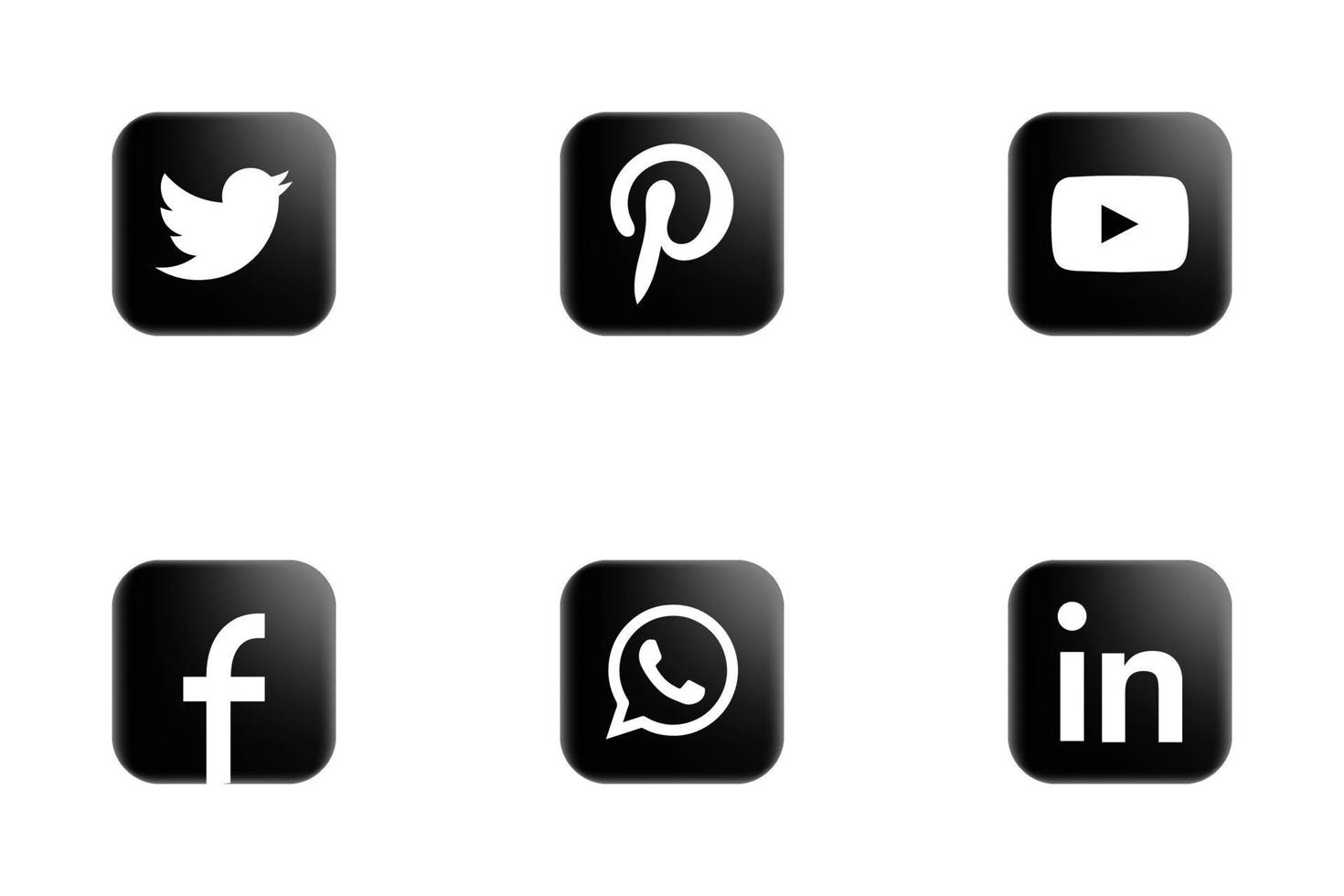 colección de iconos de redes sociales en blanco y negro vector