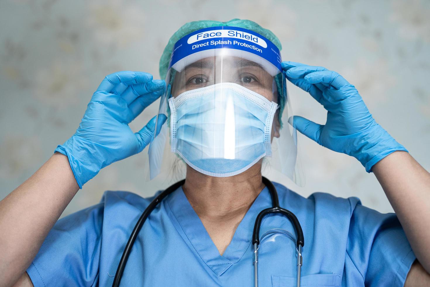Asian doctor wearing PPE suit for protect Coronavirus photo