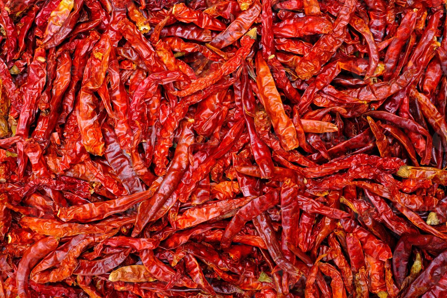 Dried red chili goat peppers background photo