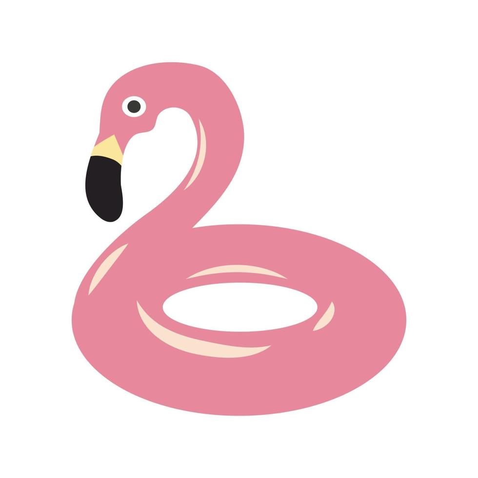 Vector illustration of pink flamingo swimming circle