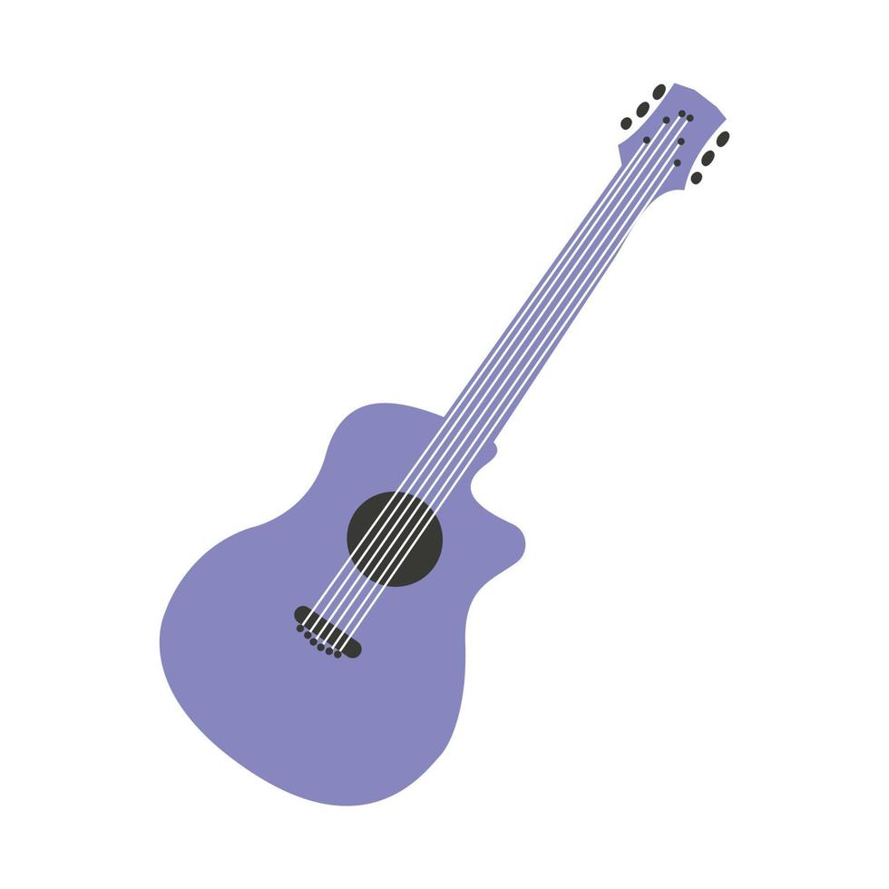 guitarra azul con cuerdas blancas vector