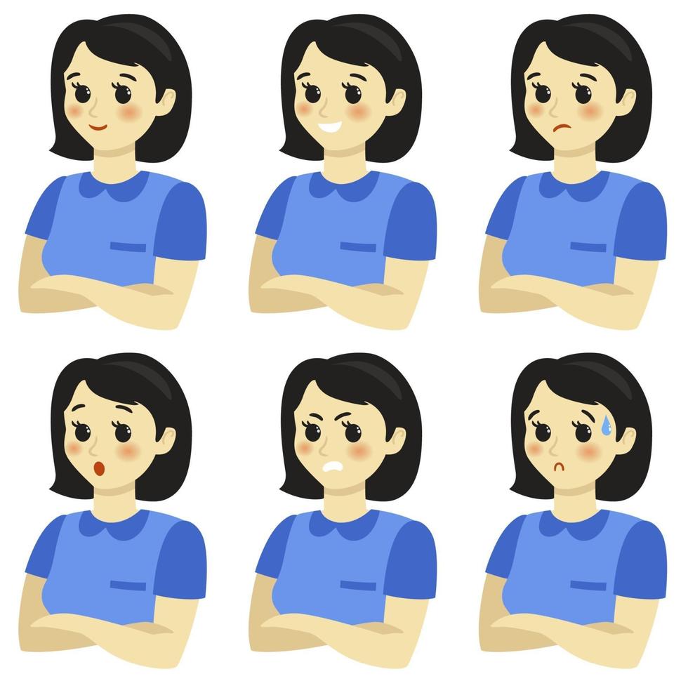 The spectrum of emotions. Girl with a square vector