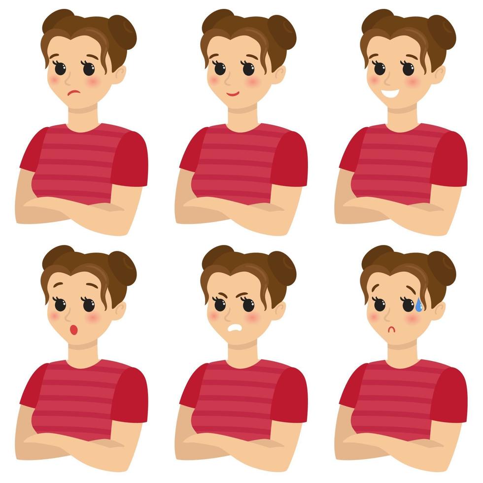 The spectrum of emotions. Girl with a pink sweater vector
