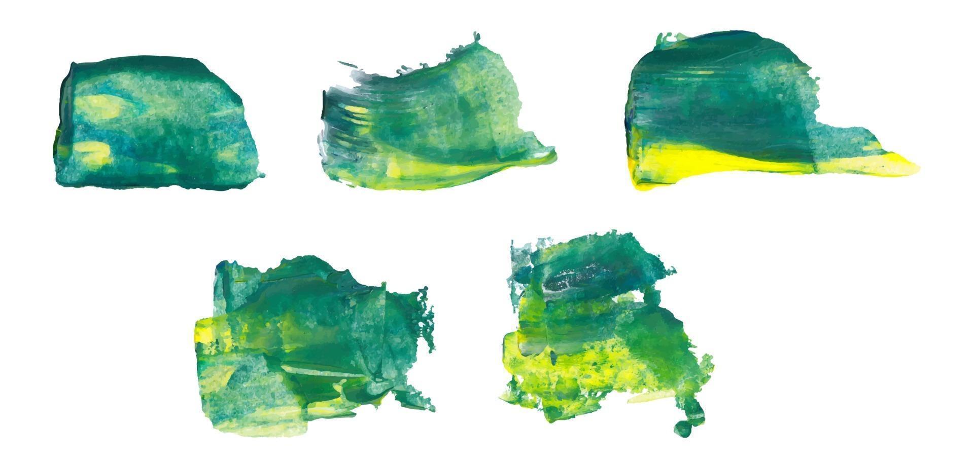 green acrylic and gouache brush stroke with original paint textured vector