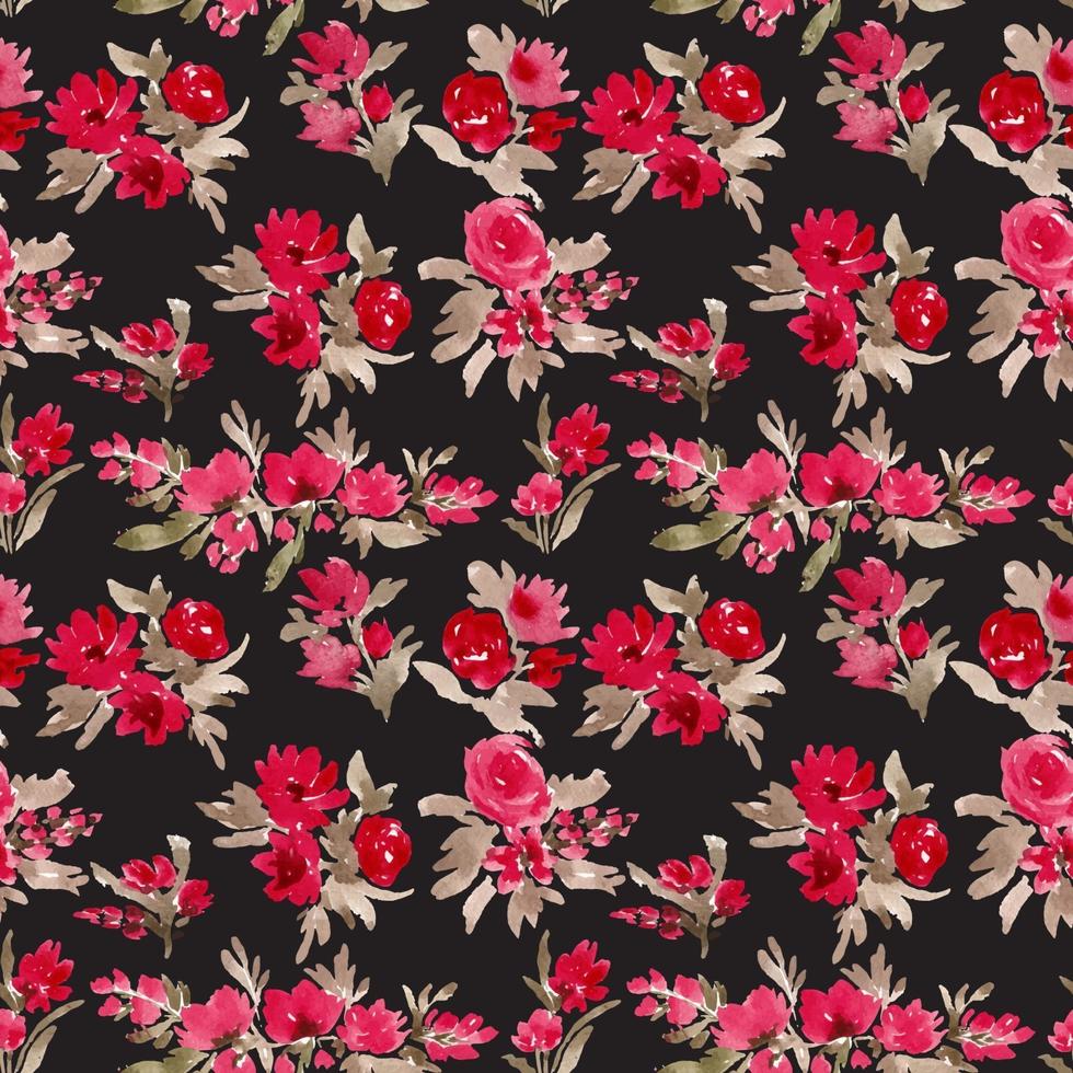 red watercolor flower seamless pattern vector