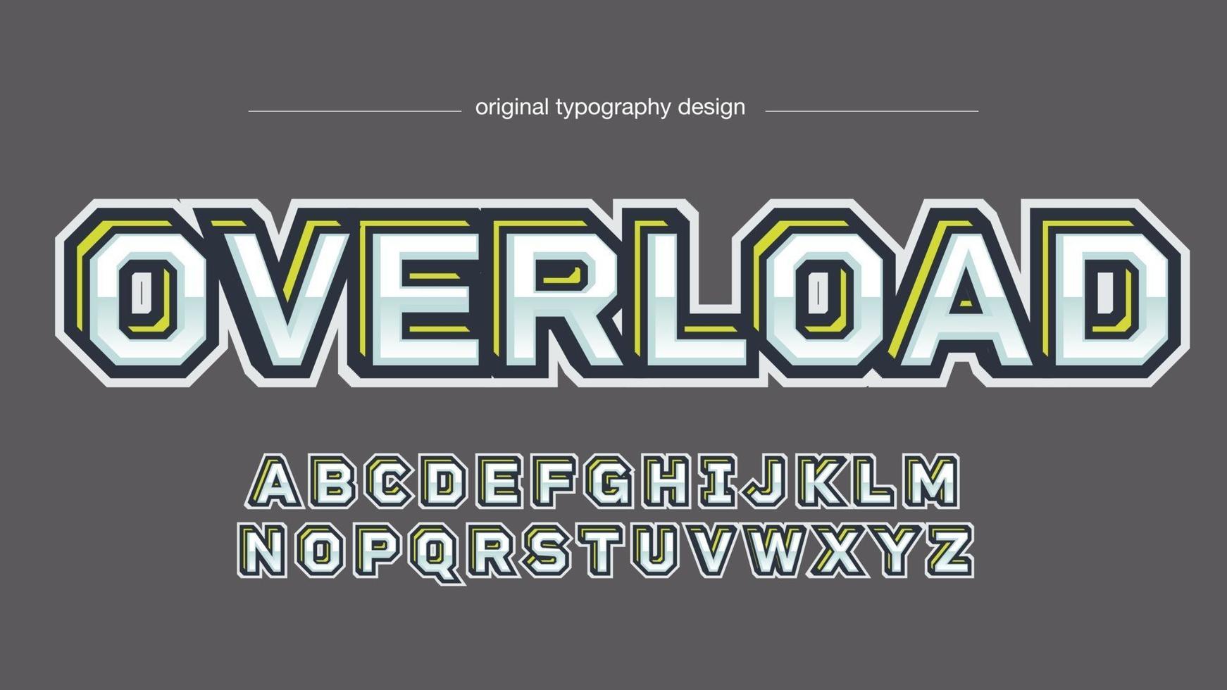 silver and yellow metallic 3d varsity sports typography vector