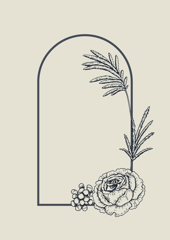 Hand drawn botany frame vector