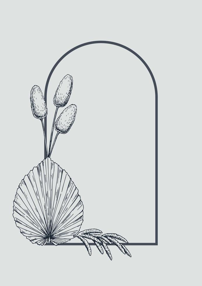 Hand drawn botany frame vector