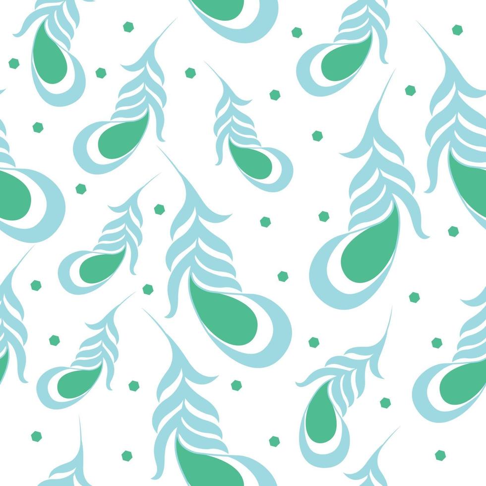 Green feather seamless pattern vector