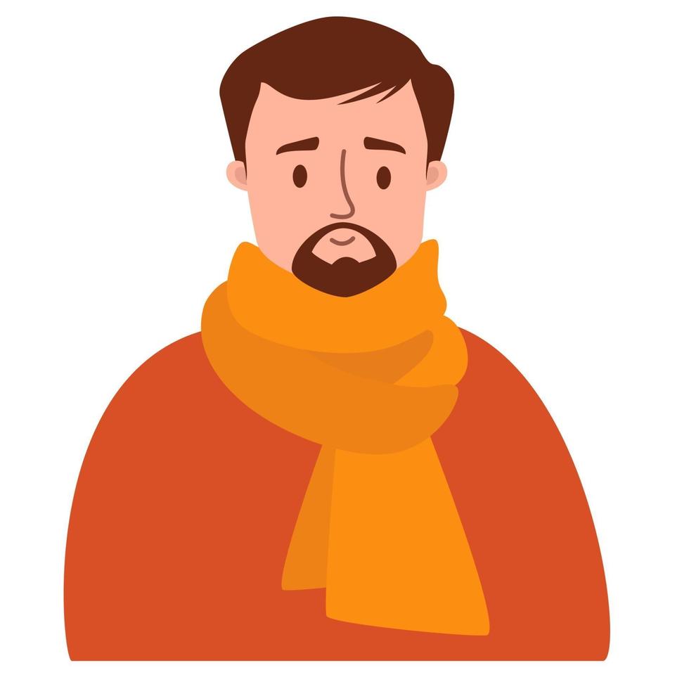 Portrait of a man with a mustache and beard in a sweater and scarf vector