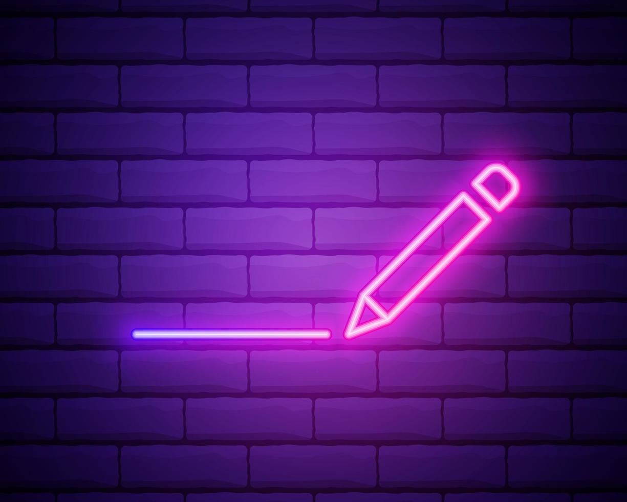 simple pencil symbol. Neon style. Light decoration vector